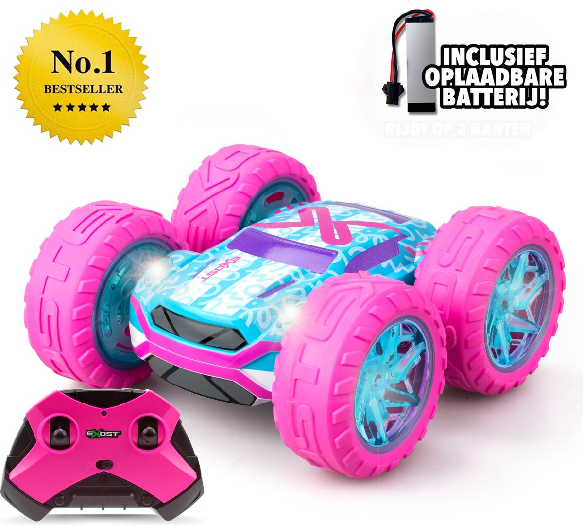 Exost RC 360 Cross Flash Stuntauto roze 1:18