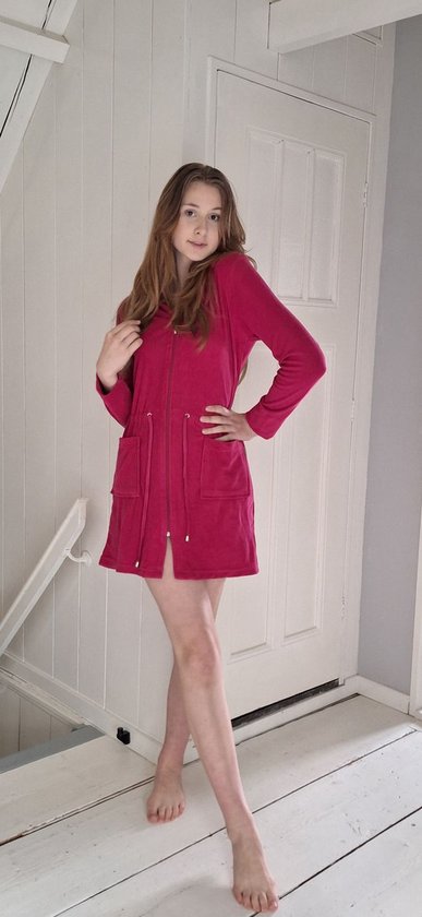 Peignoir d'été zippé - femme - modèle court avec capuche