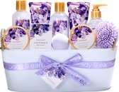 Body & Earth - Verwenpakket XL in Cadeaumand - Lavendel Wellness Geschenkset Vrouwen - Giftset - Verjaardag Cadeau Vrouw, Moeder, Mama, Zus, Vriendin, Oma, Juf - Cadeaupakket voor haar