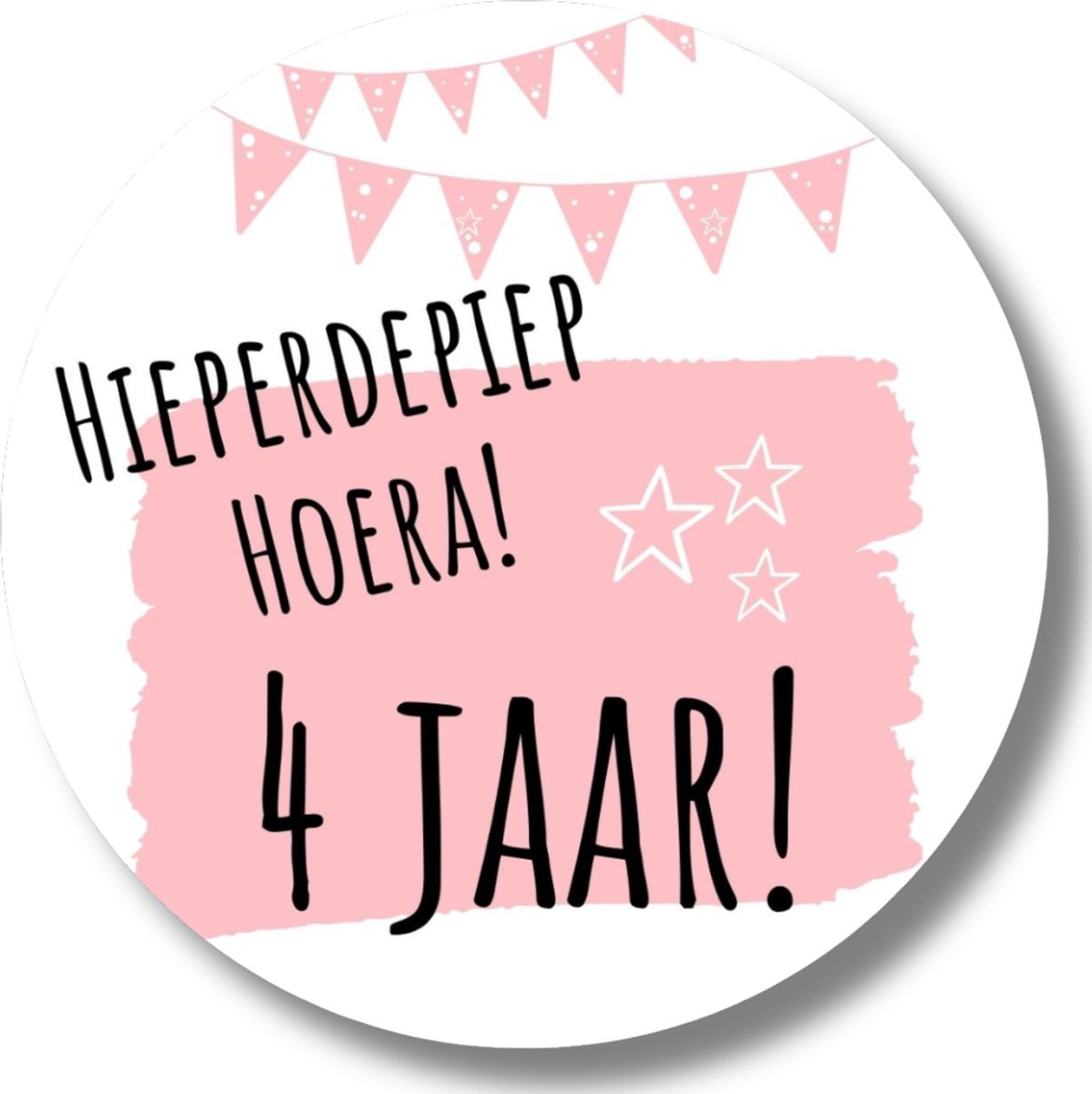 Stickers Trakteren 4 Jaar Verjaardag | Roze Traktatiestickers | Uitdelen | 20 Stuks