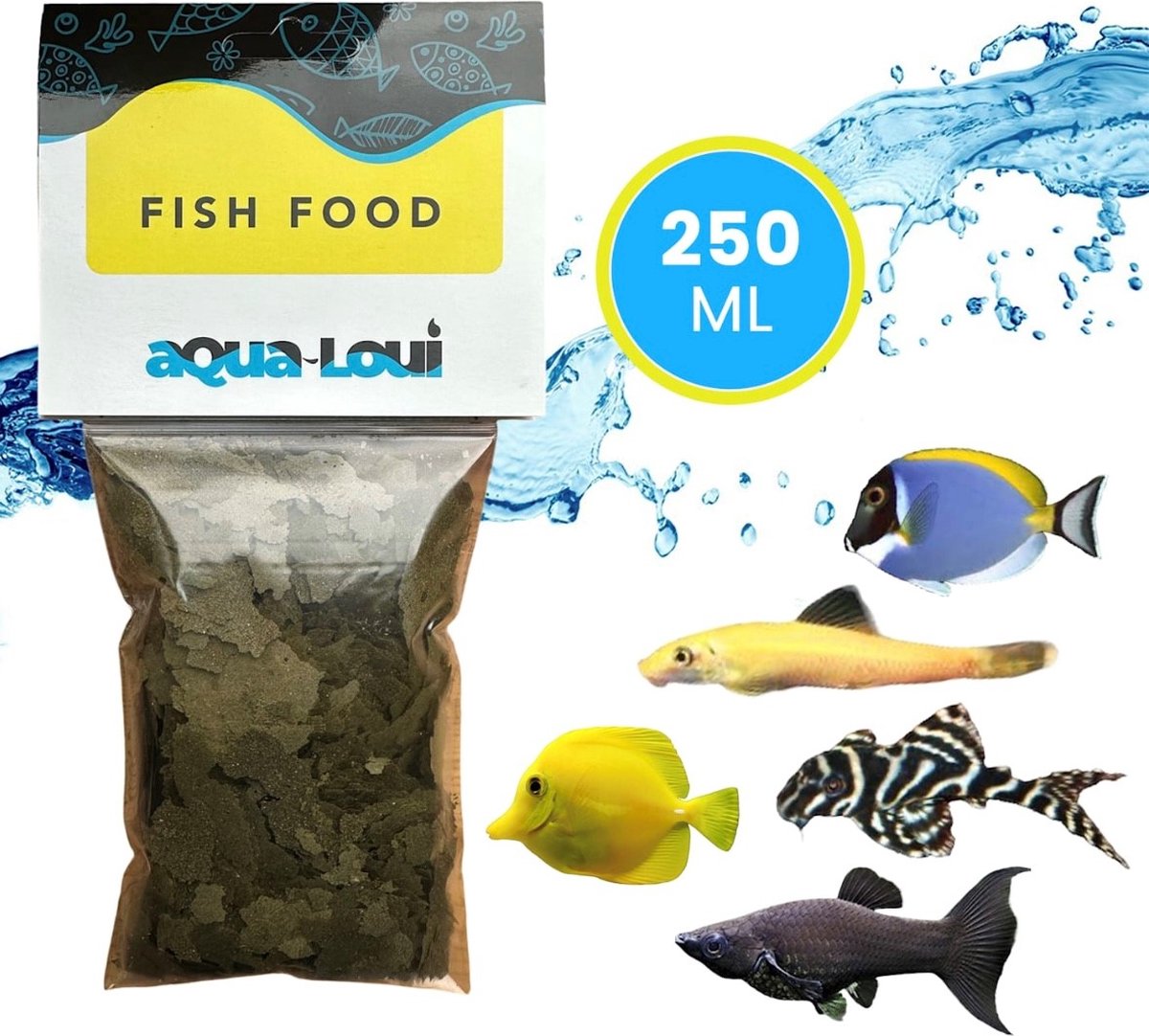 Aqua-Loui® - Visvoer - Tropisch Vissenvoer - Spirulina - Vlokken (Flakes) - Visvoer Aquarium - Geschikt Voor Alle Maten Zoetwater & Zoutwater Vissen - 250ml
