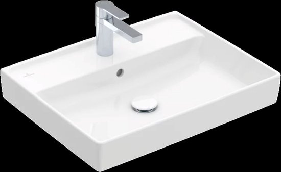 Lavabo 550x440 mm, avec trop-plein, trou de robinetterie, CeramicPlus, blanc alpin