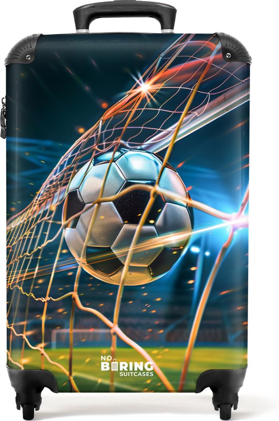 NoBoringSuitcases.com® - Valise cabine enfant Un ballon de football noir et blanc fait mouche dans un stade - Bagage à main - Valise de voyage - Valise chariot - Valises 55x40x20 cm - 55x35x25 cm