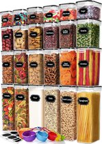 Bocaux de conservation BOTC - Bidons alimentaires 24 pièces - Sans BPA - Bocaux de conservation avec étiquette de cuisine / Cuillères/ Marqueur - Couvercles hermétiques - Plastique