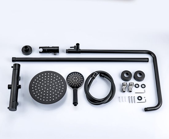 LOMAZOO Regendouche Met Thermostaatkraan - Doucheset Zwart - Regendoucheset - Zwart [COOPER]