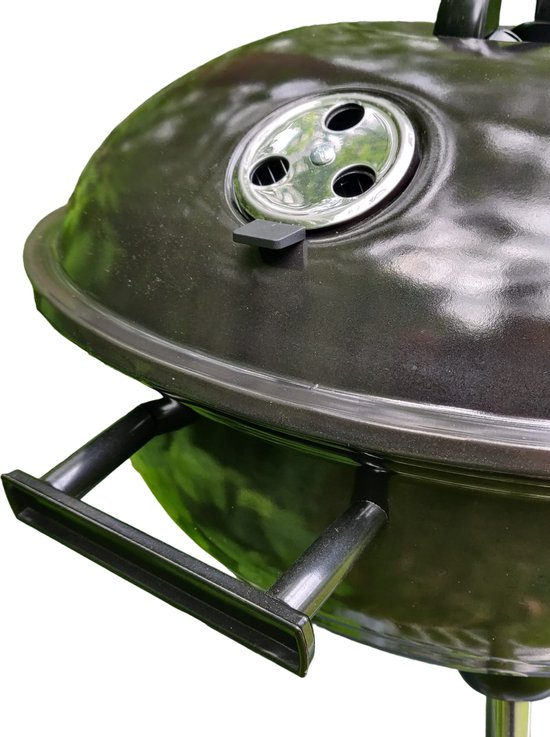 Premfy Luxe Kogelbarbecue - Houtskoolbarbecue - Ronde Barbecue op Wielen - SET met 2 Grillrollen, BBQ Hoes, en Grilltangen SET - 46x76 cm - Instelbaar Luchtrooster - Grilloppervlak Ø 45 cm - Met As Vanger - Zwart van Premfy Luxe — afbeelding 3