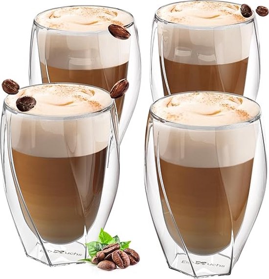 KADAX Coffee Fan Set 300ml Glass Tea Brass Mulled Wine Glasses Drinking
