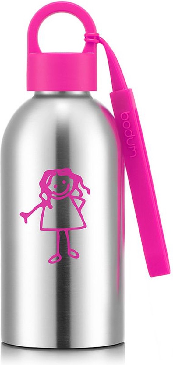 Bodum | Melior Waterfles / Drinkfles voor kinderen | Roestvrijstaal (RVS) | 0.3L Roze