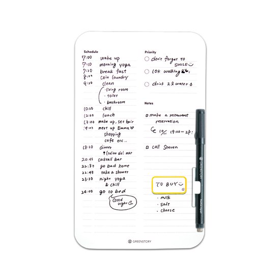 GreenStory - Tableau blanc collant - Agenda journalier