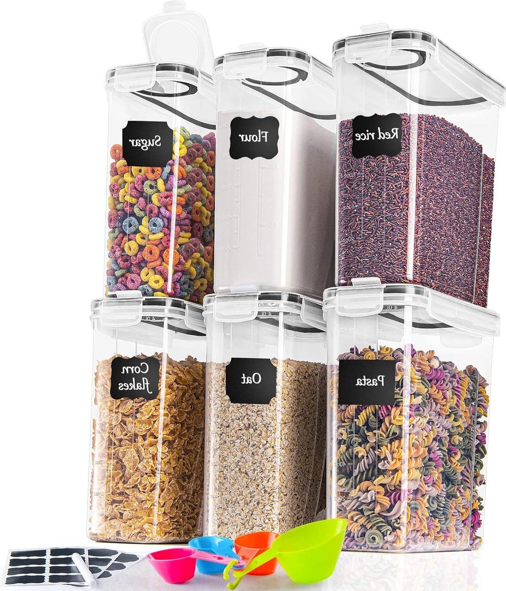 Goedkoopste Luchtdichte kunststof opbergdoos 6x25 liter - voor keukenorganisatie en voedselopslag