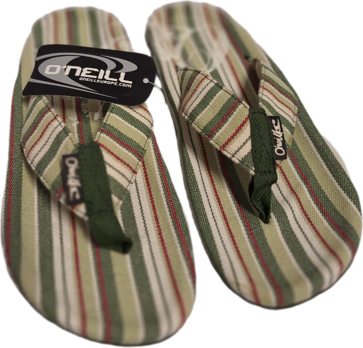 O'NEILL-ZEN SLIPPER-STRIPED GREEN-CANVAS-SIZE 41