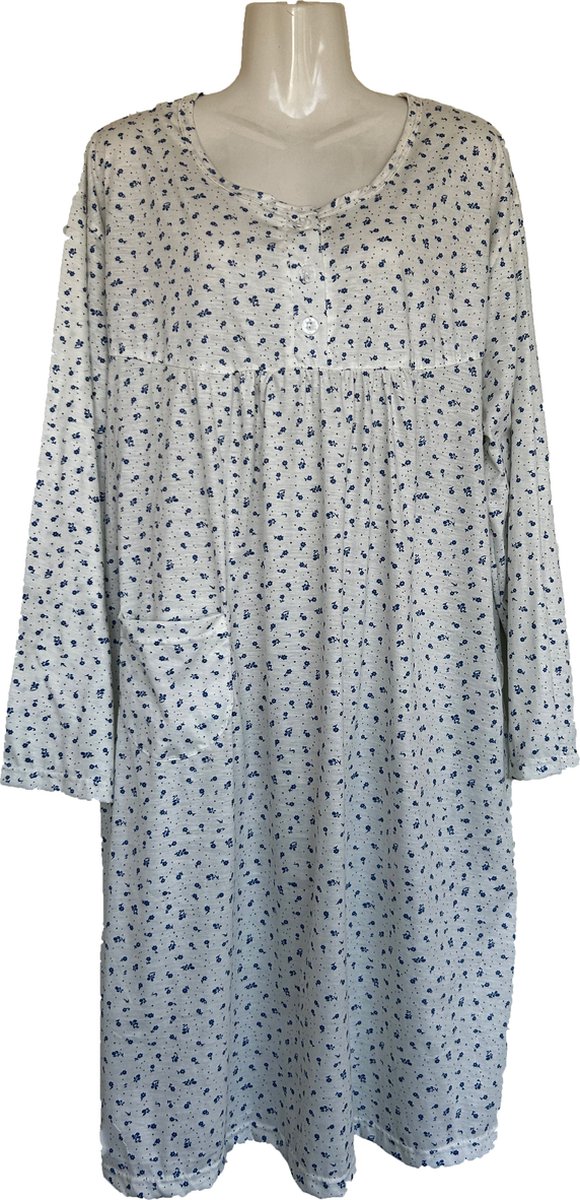 Dames Nachtjapon Gebloemd Blauw 5XL