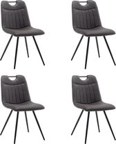Bol.com Furnihaus Eetkamerstoelen set van 4 - Leon - Microvezel - Antraciet aanbieding
