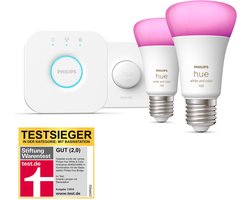 Philips Hue starterkit - White and Color Ambiance - 2 x 9W - E27 - 1100lm + Bridge & Smart Button