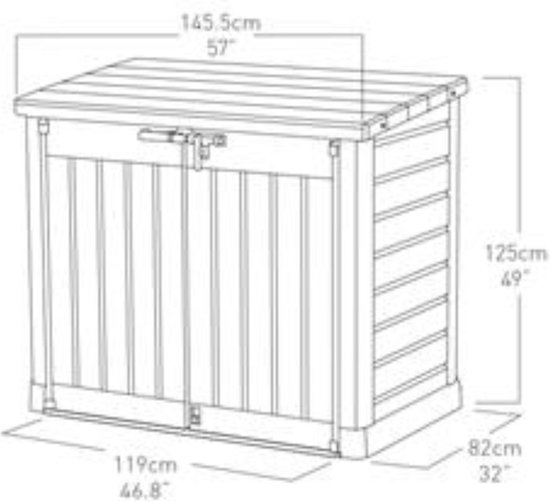 Keter Store It Out Max Opbergbox - 1200L - 145,5x82x125cm - Grijs/Zwart