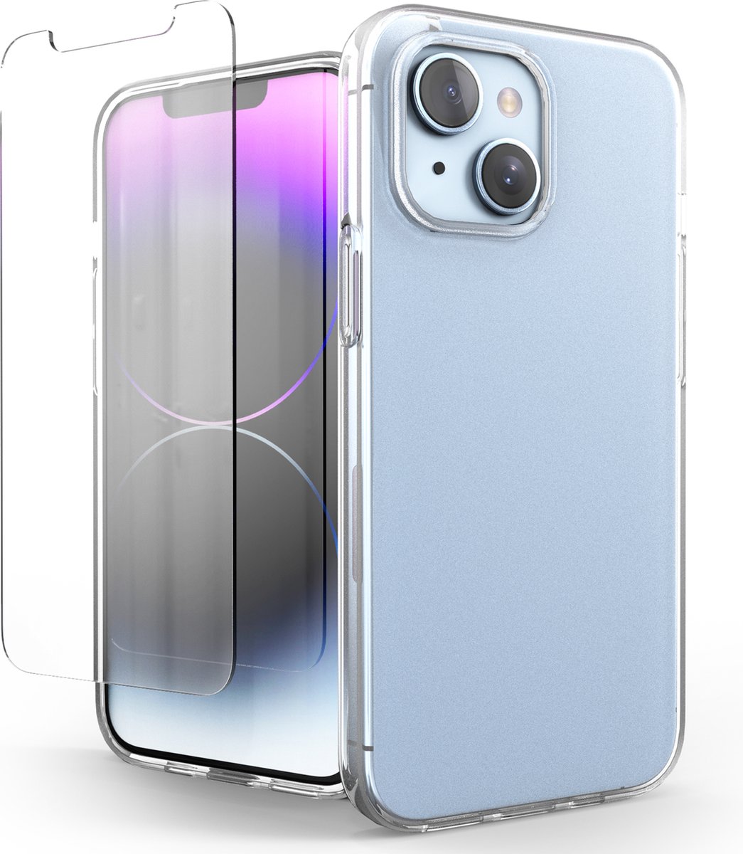 Nuvex Telefoonhoesje Doorzichtig Geschikt voor Iphone 14 Hoesje Transparant En Screenprotector Beschermglas
