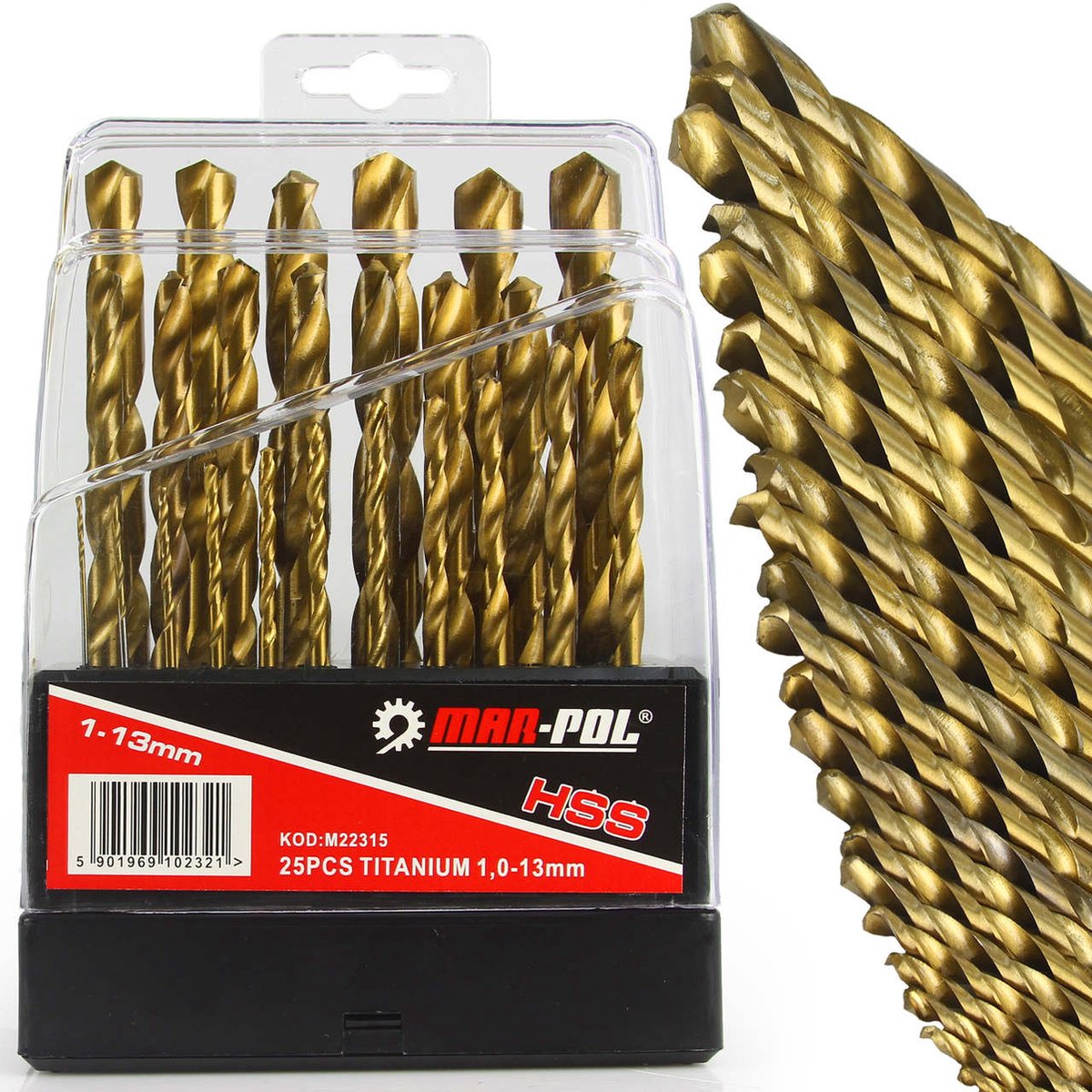 HSS Titanium Metaalboren spiraalboor set 25 delig maat 1.0 t/m 13mm