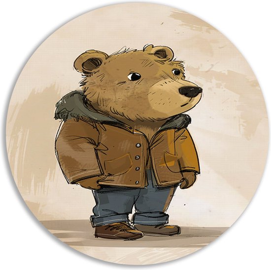 Beer muurcirkels - Dier wandschaal - Schilderij Jas - Muurdecoratie modern - Muurdecoratie rond - Muur kunst muurcirkel forex 80x80 cm