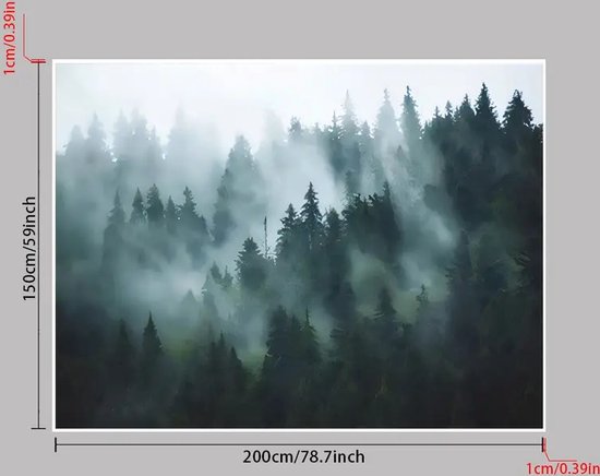 Allernieuwste.nl® XL Urban Loft Tapisserie Groot Tapisserie Décoration murale Murale Minimalisme Tapisserie Murale Foggy Forest - Couleur - 200 x 150 cm