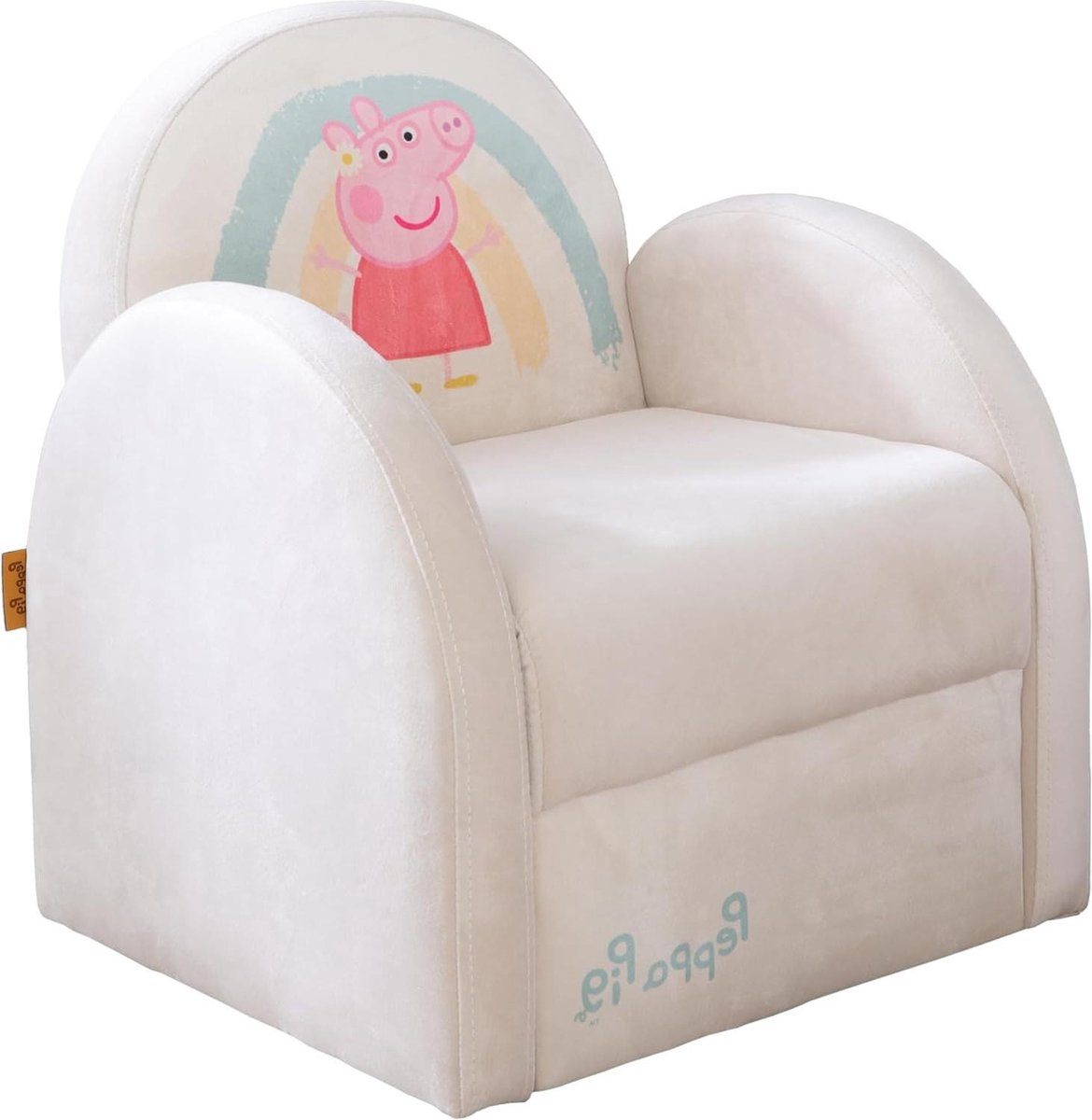 Kinderzetel Peppa Pig Ontwerp - Armleuning Stoel voor Meisjes Jongens - 18 Maanden Draagvermogen 80 kg - Beige Fluweelbekleding met Strepen Kinderzetel