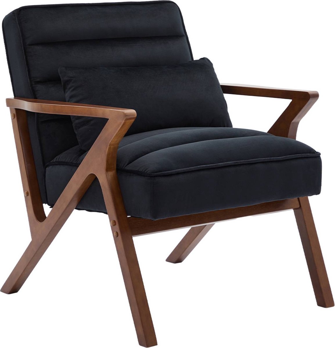 sweeek - Scandinavische fauteuil van hout en fluweel - antoine