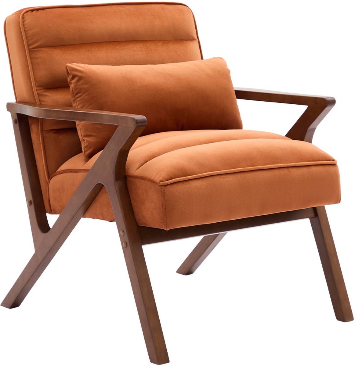sweeek - Scandinavische fauteuil van hout en fluweel - antoine