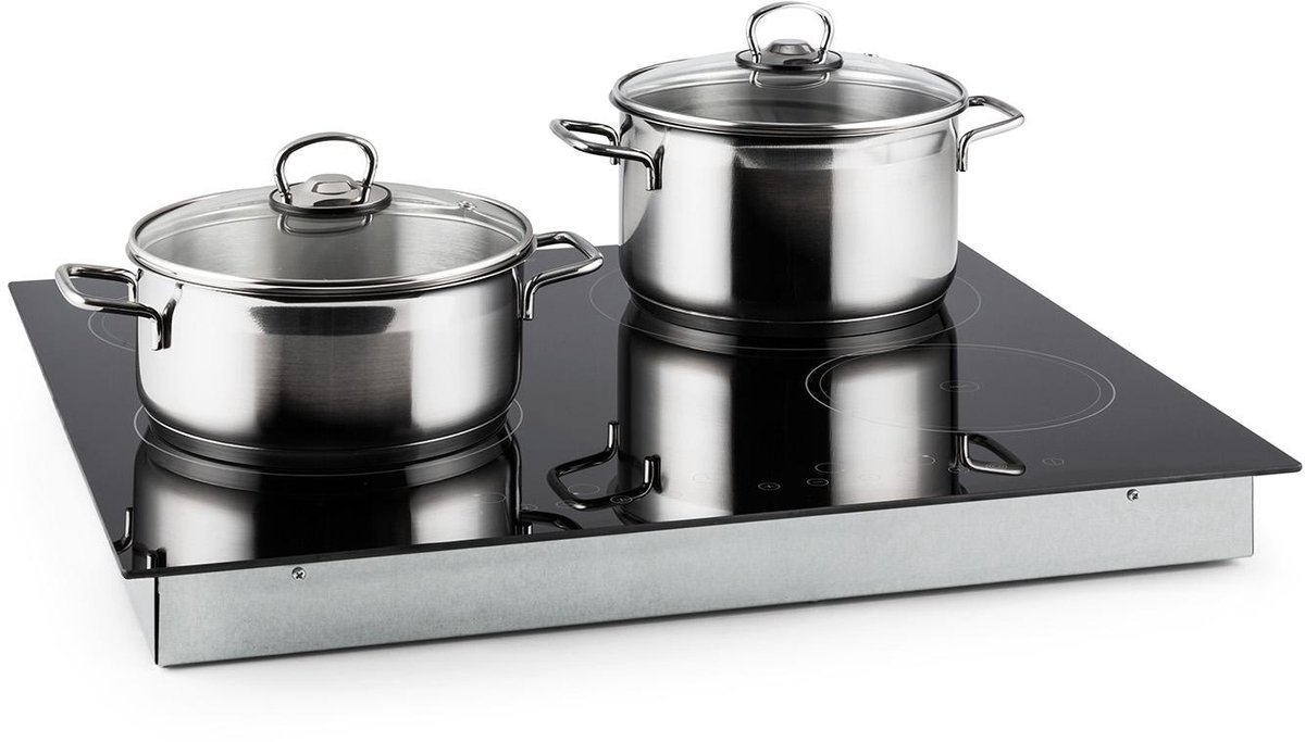 Klarstein Virtuosa Keramische Kookplaat Inbouw - 6500W - 59X52cm - 4 Zones - Glaskeramiek - Zwart