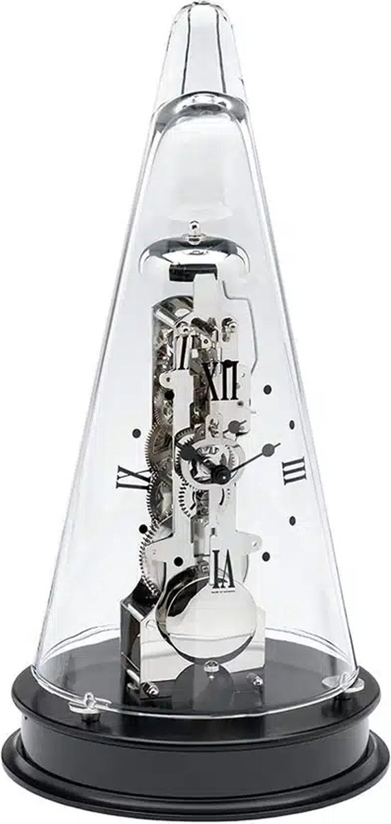 Hermle Tafelklok Pyramide zwarte voet - 14 daags mechanisch werk / opwindbaar met sleutel 22995-740791