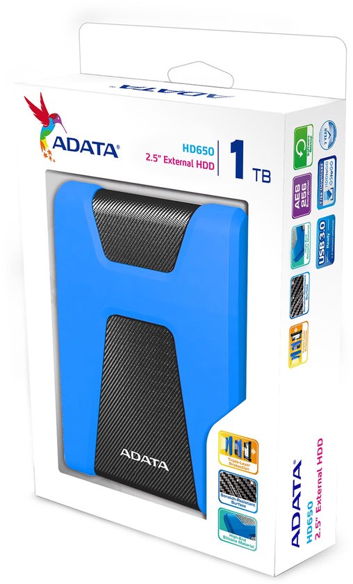 ADATA DashDrive Durable HD650 - Externe harde schijf - 1 TB BLAUW van Adata — afbeelding 2