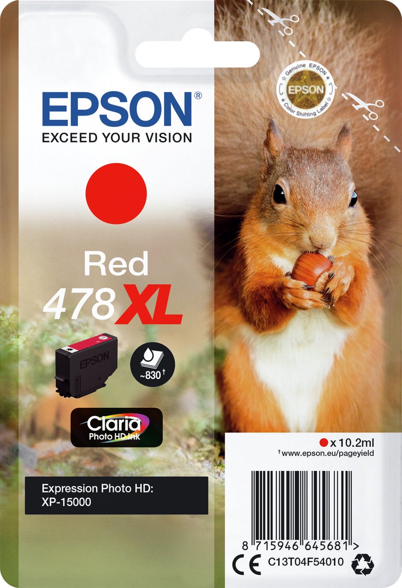 Epson Squirrel 478XL Claria Photo HD inkt, rood, enkelverpakking