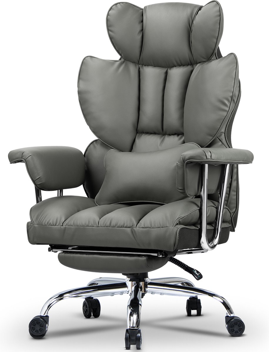 Bureaustoel Ergonomisch met Telescopische Voetsteun Grijs - Bureaustoel - €149,99
