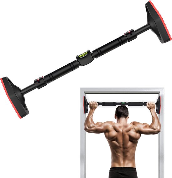 Foto: Tribe wod door frame pull up bar 76 x 15 cm pullup bar for door frames without screws portable pull up bar made of robust steel with padded handles 200 kg max load capacity black