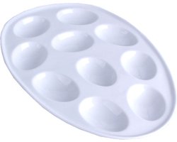 Svenska Living Eierschaal/serveerschaal voor gevulde eieren - wit - keramiek - 26 x 19 cm - hapjes schaal