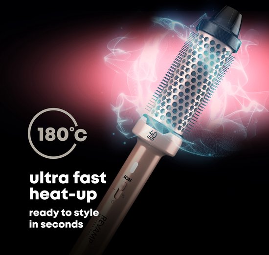 Revamp Keramische Krulborstel 40 mm - Fohnborstel met Ionentechnologie - Warmteborstel - Thermal Brush - Lichtgewicht - Blowout Brush - 3 Meter Salonkabel - Voor Krullen, Golven en Volume - Hitte Borstel - BR1400AGD - Roze