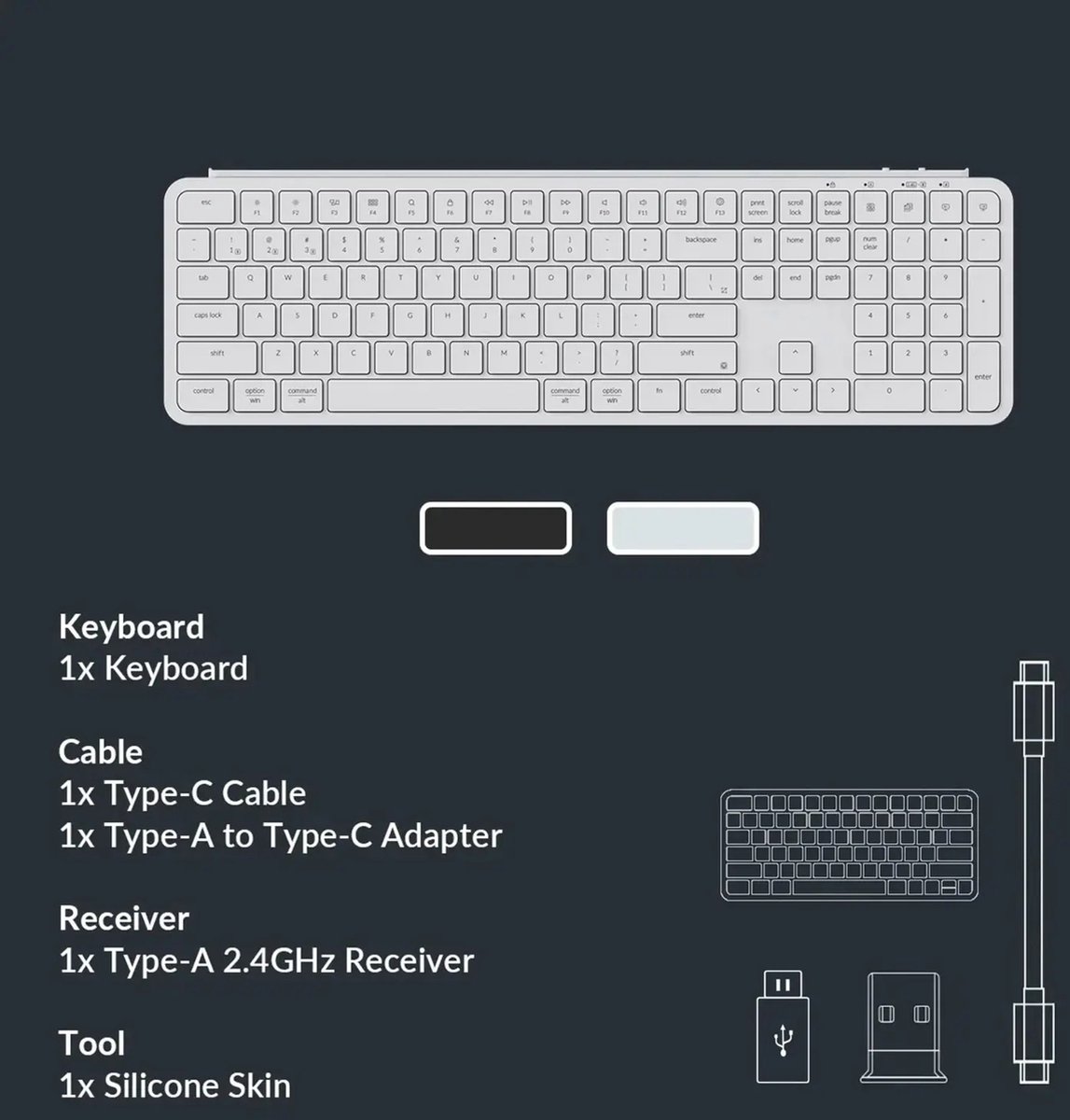 Keychron B6 Pro - Toetsenbord - Draadloos - US QWERTY - 100% - Bluetooth - Laag Profiel - Space Grey thumbnail 4