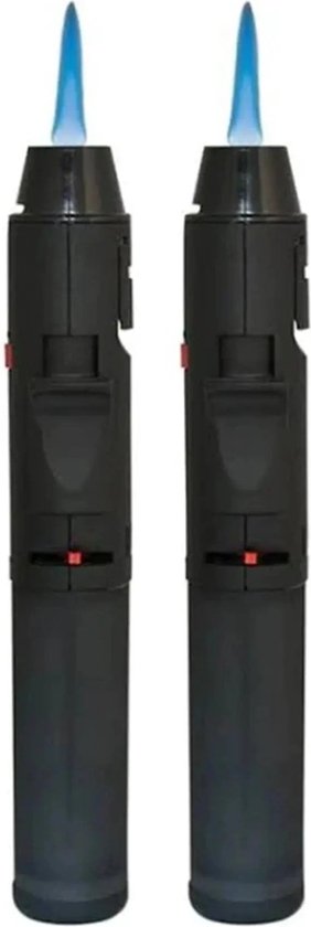 Pen Torch Black Turbo - 2 stuks - Aansteker - Gasbrander, Torch, Jet Torch, Torch, Stormaansteker, Windproof, Stormvlam - Gasaansteker - Gasbrander - Vuurwerk - Kaarsen- Hervulbaar
