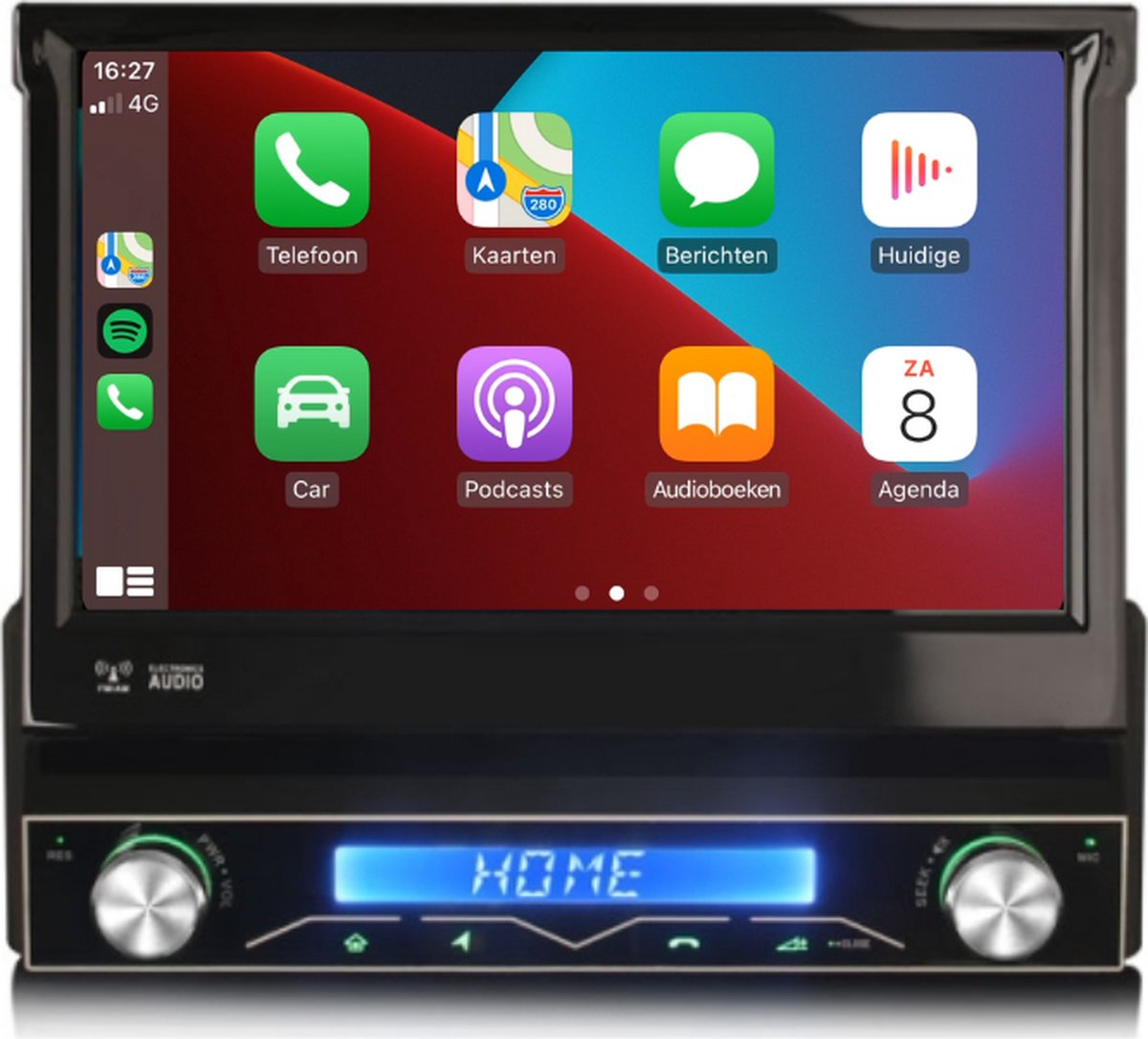 1 DIN Klapscherm Autoradio | Draadloos CarPlay & Android Auto | 7 inch