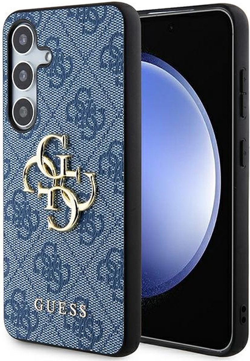 Guess 4G Big Metal Logo Hard Case Back Cover voor Samsung Galaxy S24 - Blauw