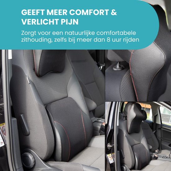 Coussin Lombaire Voiture Et Bureau 38x22cm Noir - Oreiller Soutien Dos Ergonomique