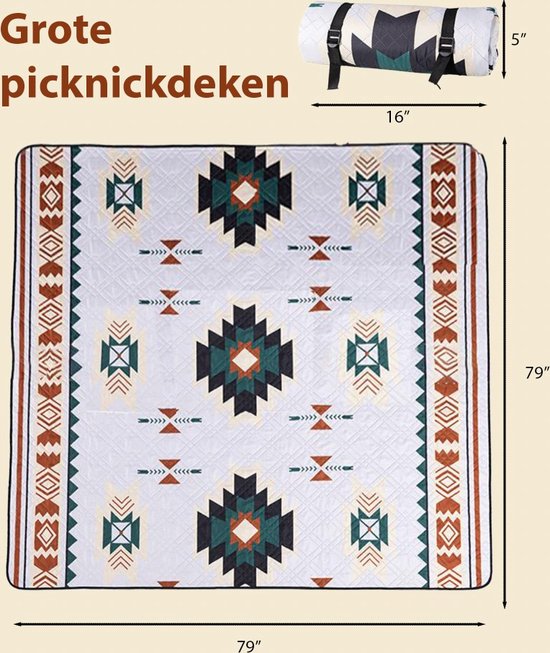 Couverture de pique-nique ZYLARO, 200x200cm, imperméable double face, adaptée à la machine à laver, couverture de plage portable sans sable, pour camping, parc, jardin, plage, pique-nique, randonnée, barbecue, nouveau motif Santorini