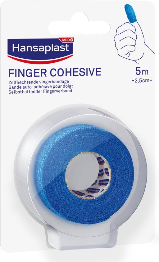 Foto: Hansaplast finger cohesive zelfhechtende vinger bandage vingerbeschermer vinger verband vingercondoom 2 5cm x 5m blauw