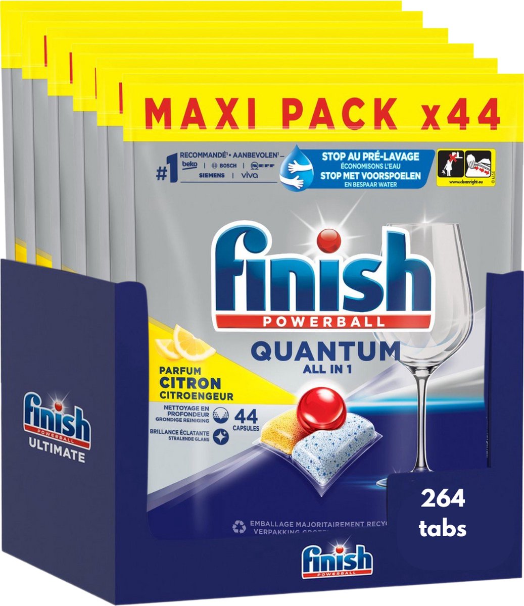 Goedkoopste Finish tabs All-in-1 Quantum Lemon - 264 tabs - Voordeelverpakking
