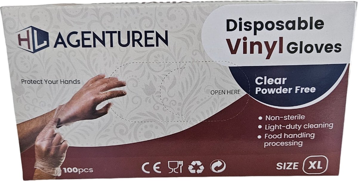 Goedkoopste HL - Set 10x doos - Vinyl - Handschoenen - Handschoen - Wegwerp - Wegwerphandschoenen - Poedervrij - Transparant - 1000 stuks 10x 100 - Maat XL