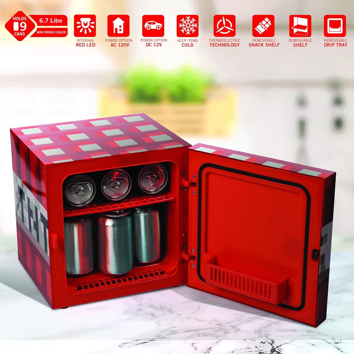 Ukonic Minecraft TNT mini fridge 220 V / 12 V - Koelbox met Minikoelkast-Functie