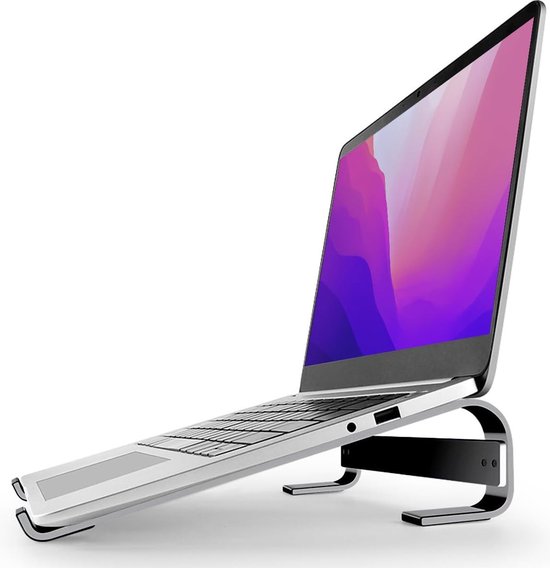 Foto: Laptop standaard verstelbare stand 10 tot 18 inch geventileerde laptophouder universeel en draagbaar inclusief gereedschap zwart aluminium