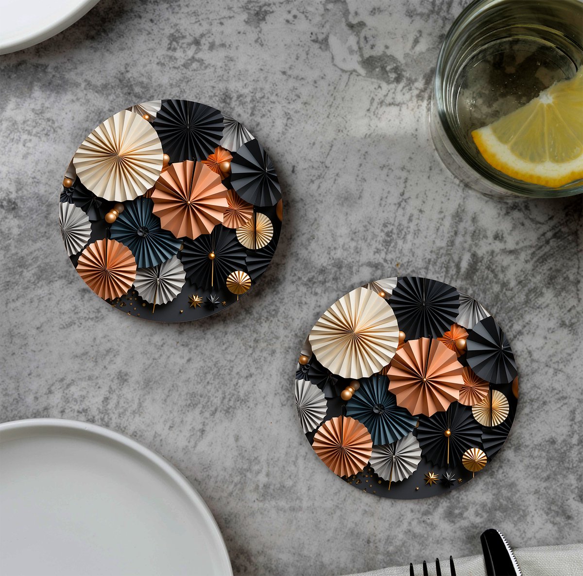 GR onderzetters voor glazen - Fancy - Origami - Vinyl - 6st