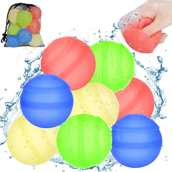 Foto: Herbruikbare waterballonnen 8 stuks zelfdichtende waterbommen voor kinderen en volwassenen siliconen waterbommen voor outdoor waterpark spelletjes