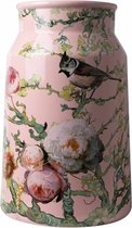 Heinen Delfts Blauw - Melkbusvaas Bosvogels - Roze - Keramiek - 30 cm
