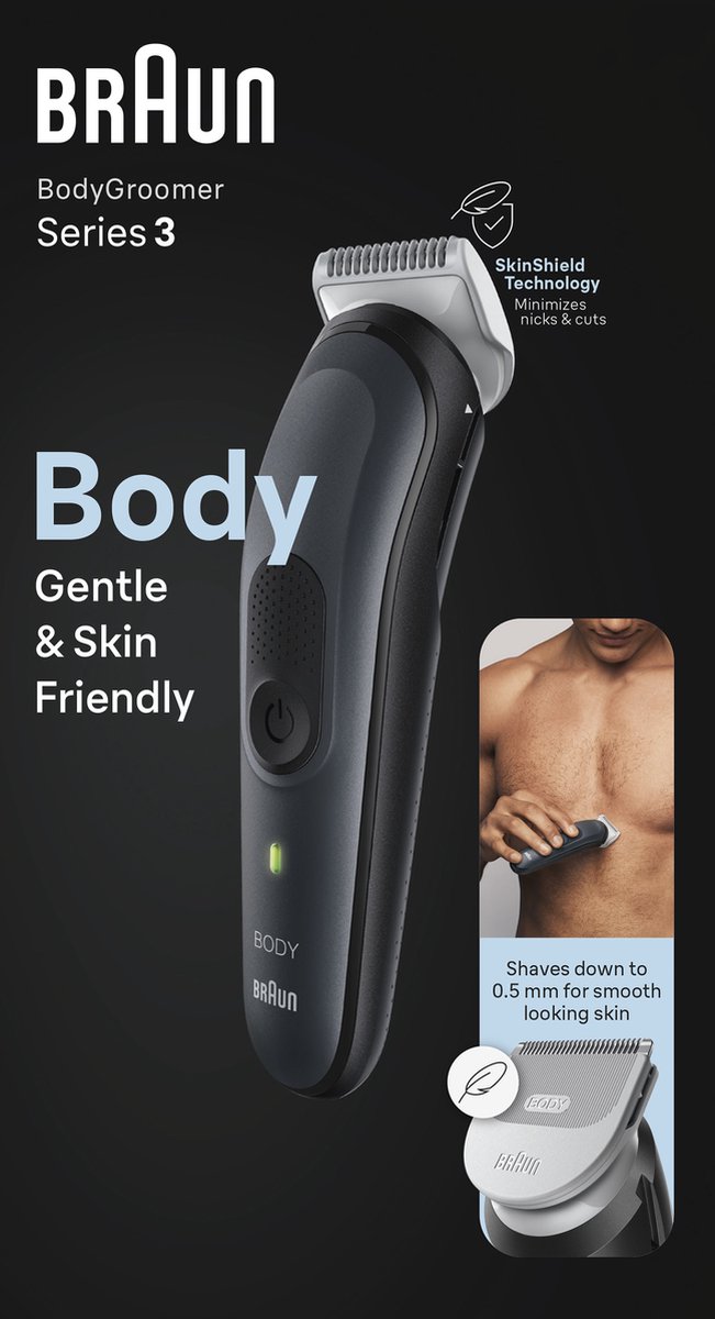 Braun BodyGroomer 3 BG3340 Zwart, Grijs