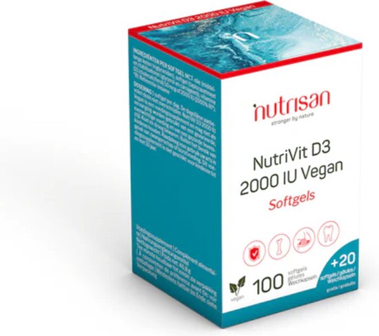 Nutrisan Nutrivit D3 2000 IU Vegan Softgels 100+20 Zachte capsules